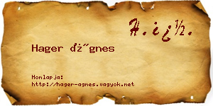 Hager Ágnes névjegykártya